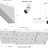 Trần thạch cao chiều dài 3.740 mm, rộng 3.150 mm, cao 200 mm